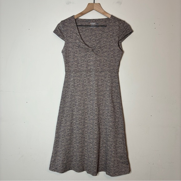 Toad & Co Taupe Allover Geometric Print Short Sleeve Rosemarie Dress Size XS - Picture 2 of 9